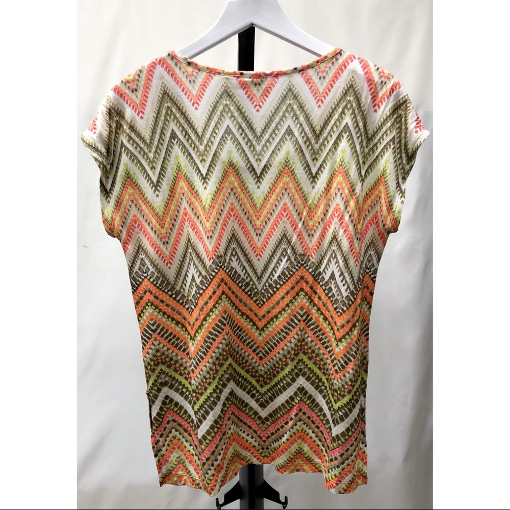 Chico’s Zig ZagChevron Pattern Short Sleeve Blouse - Picture 6 of 12